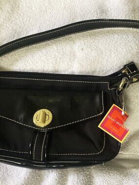 Isaac Mizrahi Black Patent Leather Y2k Small Shoulder Bag Purse New with Tag